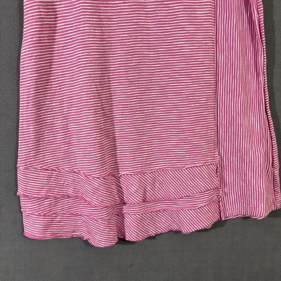 Soft Surroundings M Cotton Tunic Pink White Stripe Stretch Short Sleeve - Picture 3 of 10